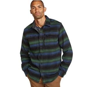 Eddie Bauer Chopper Heavyweight Flannel Shirt Dark Green Mens Large